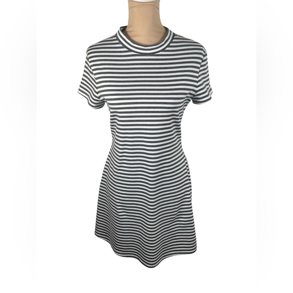 Free People Beach Striped Mock Neck Mini Dress Size Medium - Picture 3 of 8